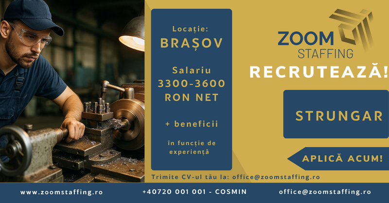 Zoom Staffing recruteaza Strungar